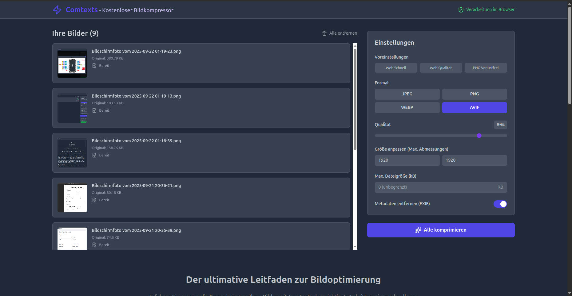 Massen Bild Komprimierung kostenlos